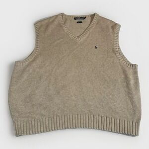 Polo Ralph Lauren Tan Sleeveless Cotton Knit Sweater Vest Men's‎ 2XL Big